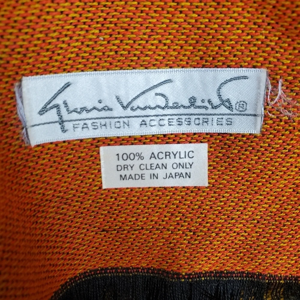Gloria Vanderbilt Orange and Black Women's Scarf. Floral Design. 50x50. L0138